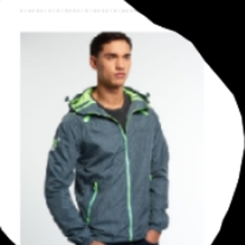 Superdry Men's Charcoal and Neon Green Windbreaker